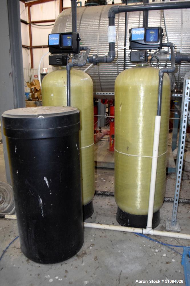 Used Culligan G Series Dual Membrane Reverse Osmosis System. Consisting of: (2) Culligan Model C-300P-8 membrane pressure vessels, (1) Grundfos vertical pump, (1) cartridge filter housing, (1) XP con...