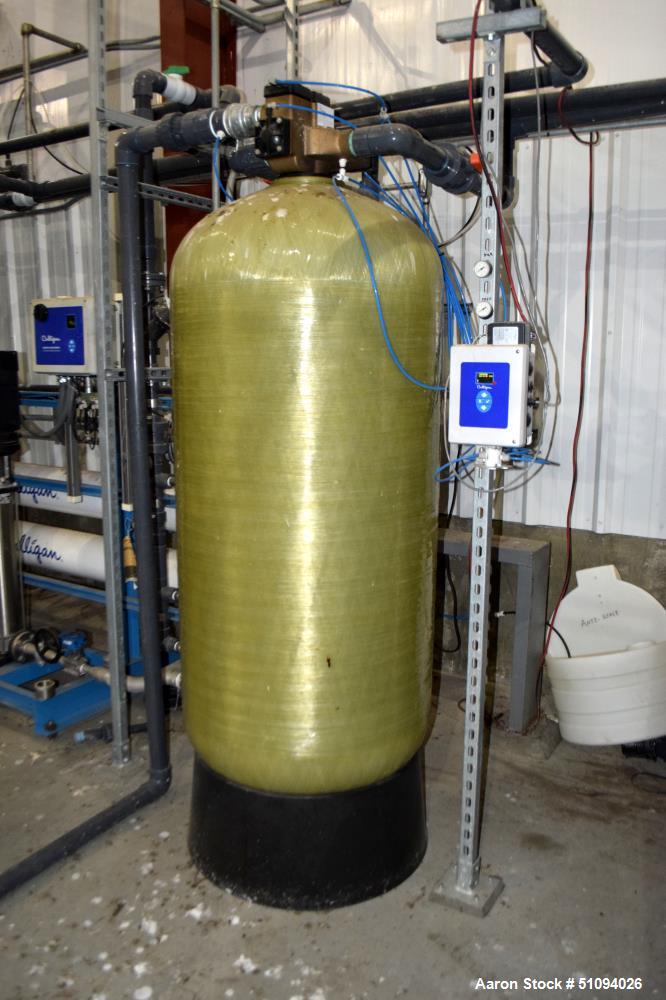 Used Culligan G Series Dual Membrane Reverse Osmosis System. Consisting of: (2) Culligan Model C-300P-8 membrane pressure vessels, (1) Grundfos vertical pump, (1) cartridge filter housing, (1) XP con...
