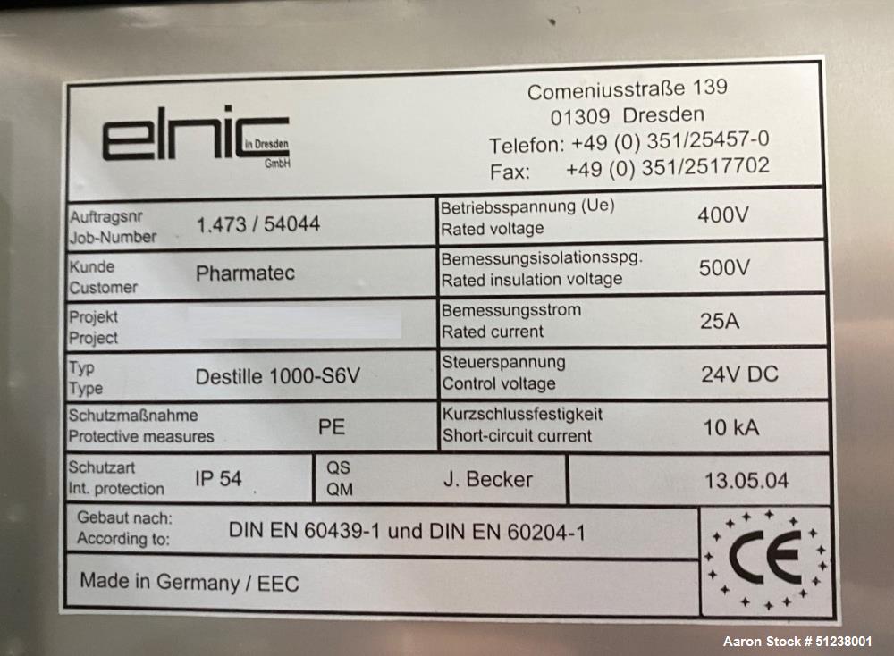 Bosch PharmaTec WFI Still 6 Effect/Stage Multi Pressure Distillation Unit