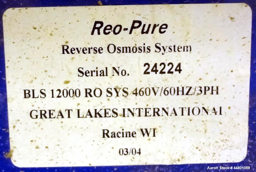 Used Great Lakes International Reo-Pure Reverse Osmosis System