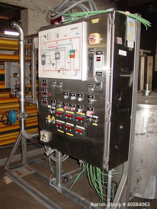 Used Koch Supercor Multi Pass UF Membrane Filter System consisting of: Membrane filter system, membrane filter, control panel, 300 gallon stainless steel sloped bottom permeate CIP tank, pump, typica...
