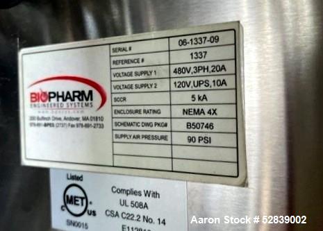 Used Bio Pharm Engineered Systems / Millipore Filter Processing Skid, Project No. MDA008288, BPES Equipment Description: 40 SQ M MF- SYSTEM, Job No. 1337, with DCI 29” W x 36” D Pressured Jacketed Ve...