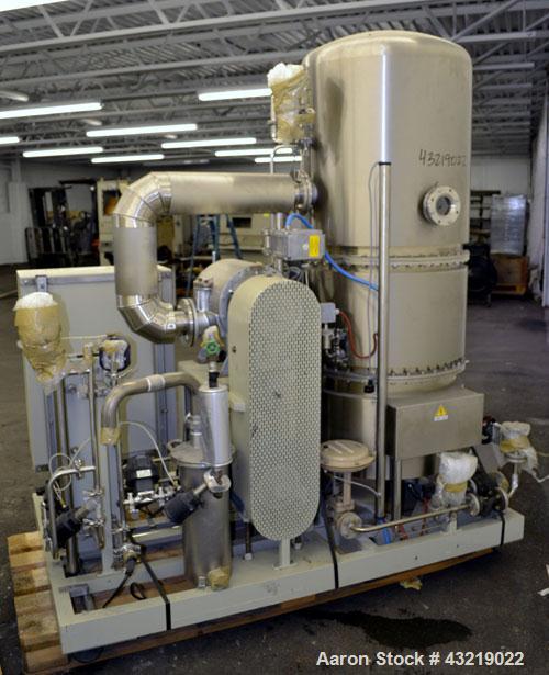 Used Stilmas High Efficiency "Mascarini" Water Super-Still, Type FA225HR/SA, 316 Stainless Steel. Approximate capacity 60 gallon (225 liter) per hour. System consists of (1) compressor, plate heat ex...