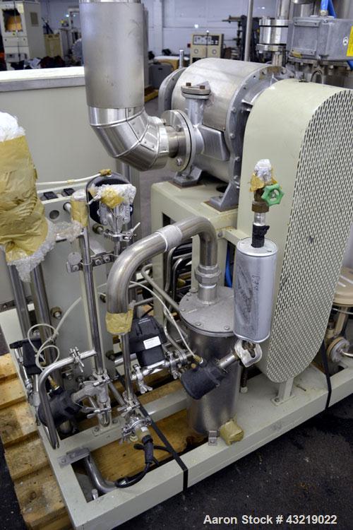 Used Stilmas High Efficiency "Mascarini" Water Super-Still, Type FA225HR/SA, 316 Stainless Steel. Approximate capacity 60 gallon (225 liter) per hour. System consists of (1) compressor, plate heat ex...