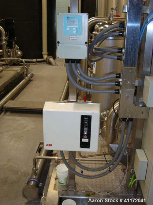 Used Vivendi Purified Water Softener Skids consisting of: (1) Forbes approximately 10,000 litre HDPE tank, (2) Grunfoss type CRNE45-2, 45cumt/hr pumps, (1) Elga model 611530AA40C1EE filter, (1) Bibby...
