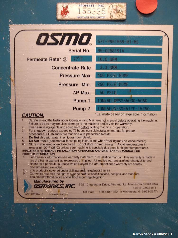 Used- Osmonics Reverse Osmosis System