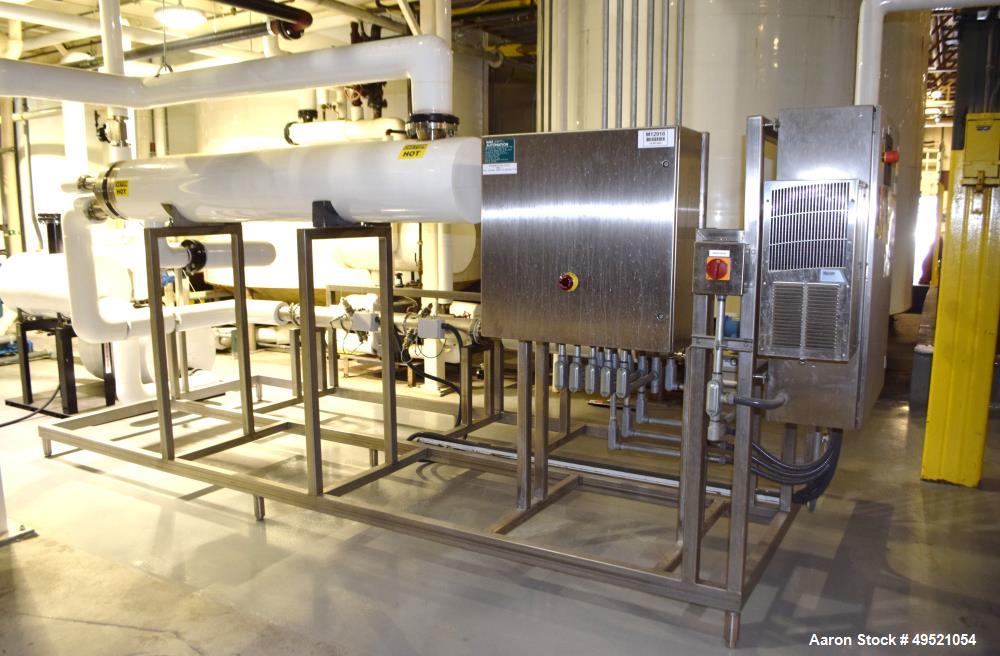 Used Osmonics Reverse Osmosis System, Model 74B-HR43KY/DLX-DP-SP, Serial# 94-K276227A. Inlet pressure before & after prefilter 60/80 psi/12/12 psi, flow (1) concentrate + permeate + recycle 45/30 gal...