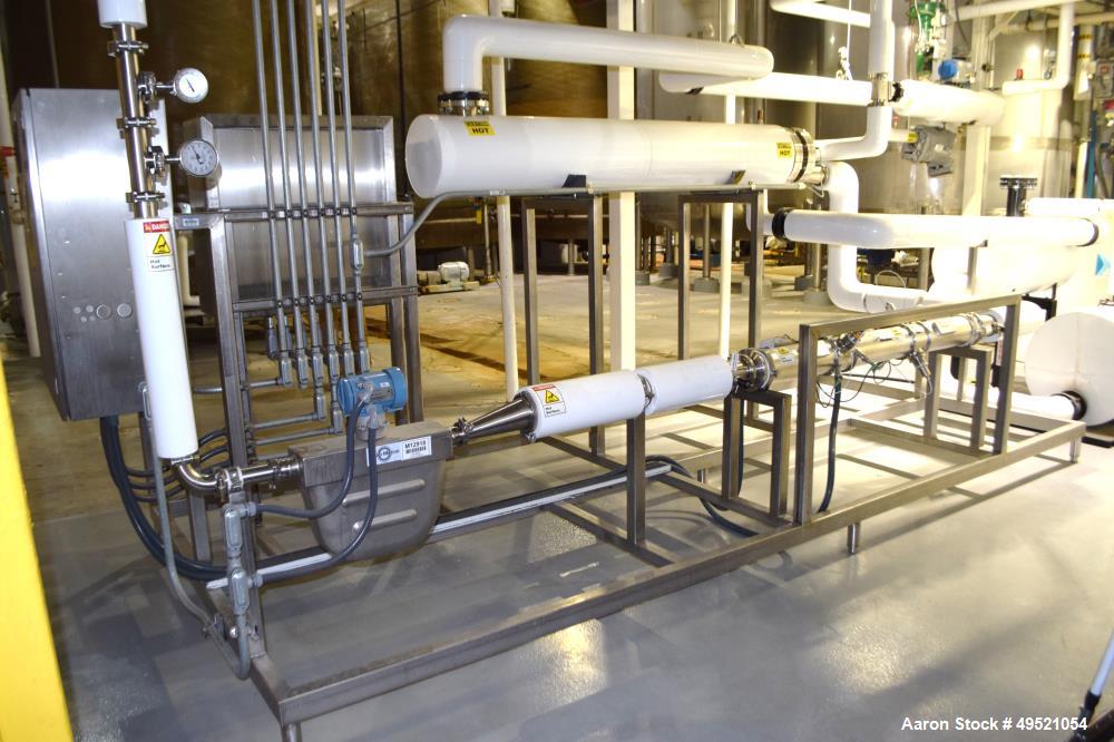 Used Osmonics Reverse Osmosis System, Model 74B-HR43KY/DLX-DP-SP, Serial# 94-K276227A. Inlet pressure before & after prefilter 60/80 psi/12/12 psi, flow (1) concentrate + permeate + recycle 45/30 gal...