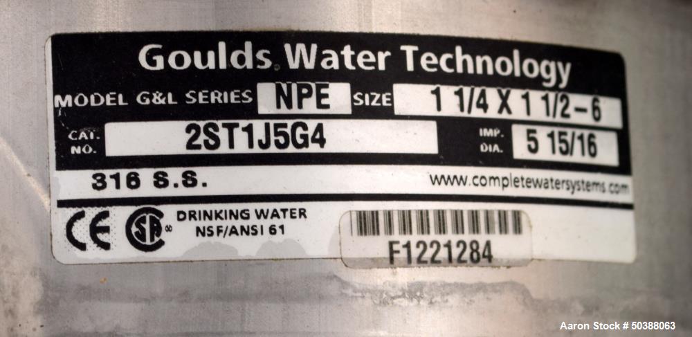 Used Goulds Filtration Reverse Osmosis System, Model PROX-809