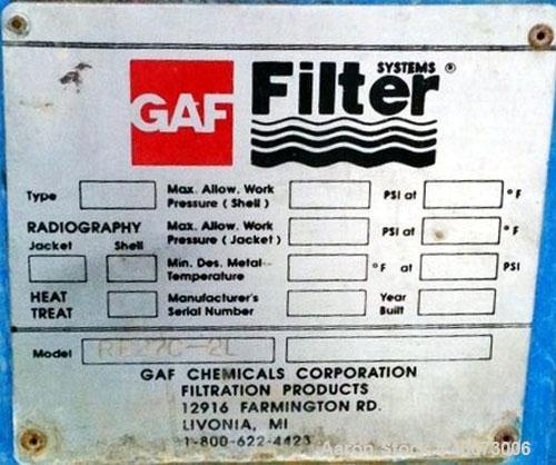 Used GAF Filter Industrial Water Filtration Unit, Model RB27C-2L. Comes with inline pumps and gearbox, no motors.