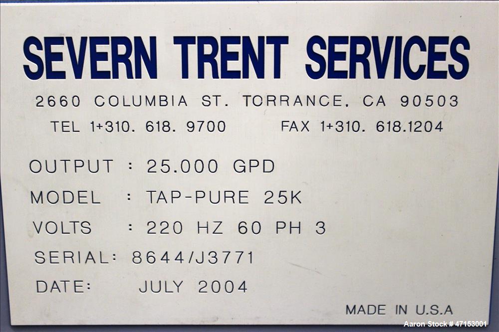 Used Severn Trent Services Reverse Osmosis Water Treatment System, Model TAP-PU