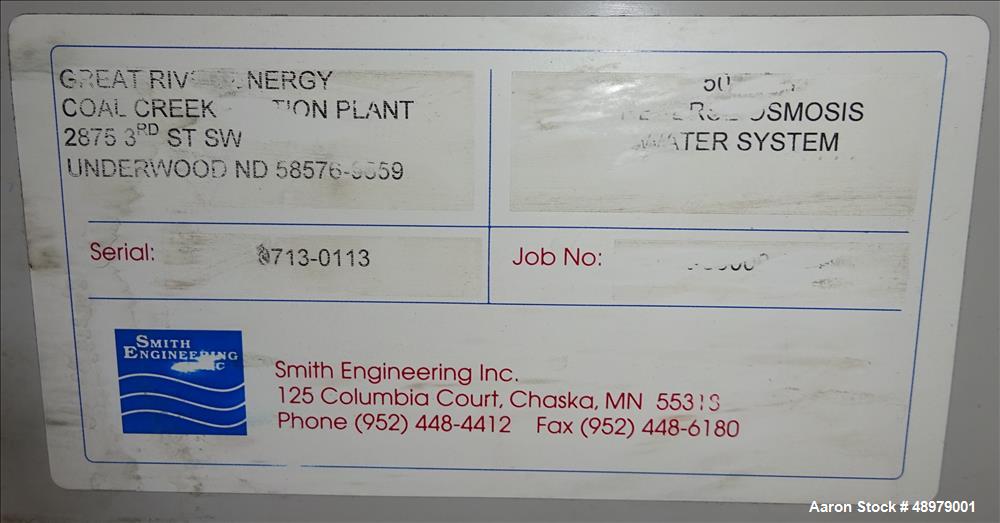 Used Smith Engineering Inc 50 GPM Single Pass Reverse Osmosis System