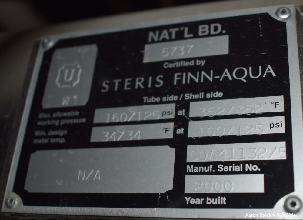 Used-Steris Finn-Aqua Multiple-Effect Water Still, Model 500-S-4, Serial# COA41132, Built 2000. Designed steam heated model ...