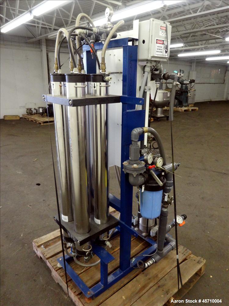 Used US Filter Reverse Osmosis System, Model VROVC03BX. Rated 5760 gallons per day (4 Gallons Per Minute). Unit Consists of (4) Filmtec 4" diameter x 42" long membranes, model XLE-4040. (1) Grundfos ...