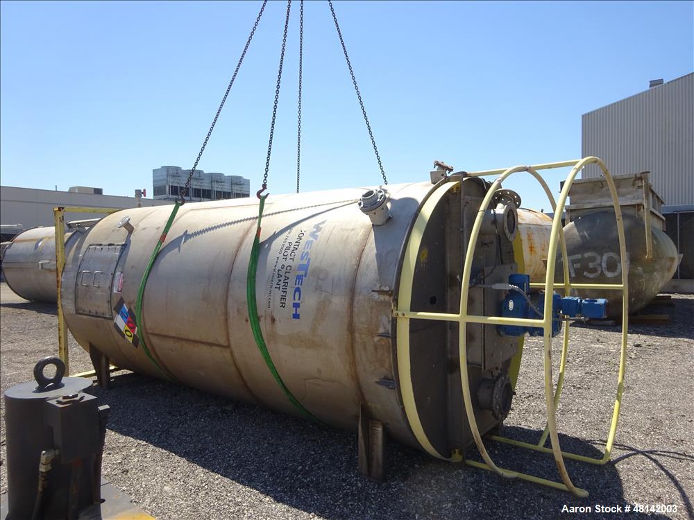 Used Westech Solids Contact Clarifier, Size 8' x 20', Stainless Steel.