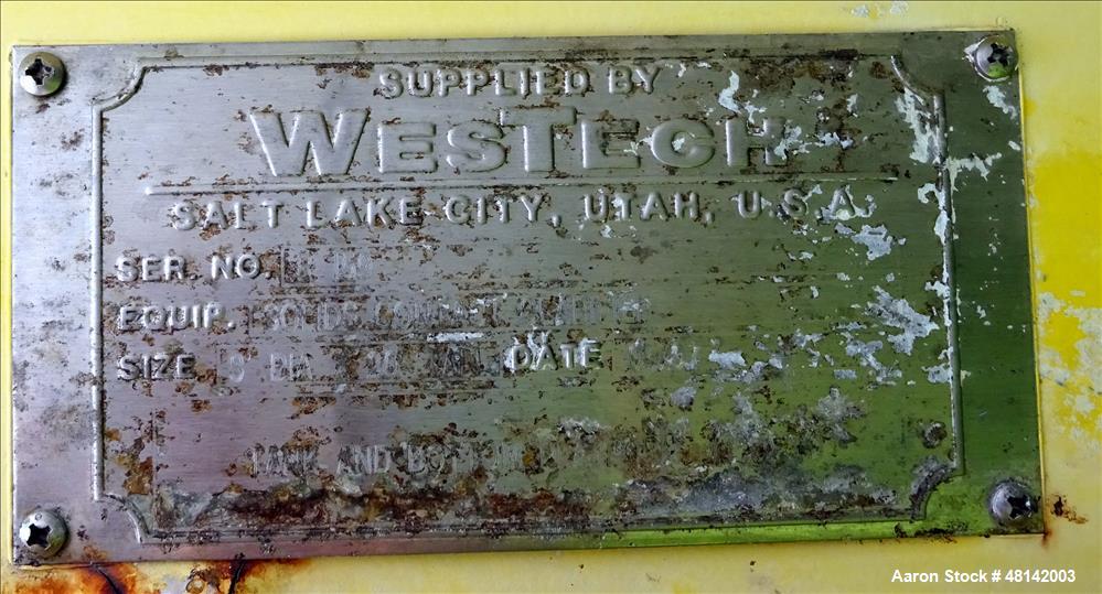 Used Westech Solids Contact Clarifier, Size 8' x 20', Stainless Steel.