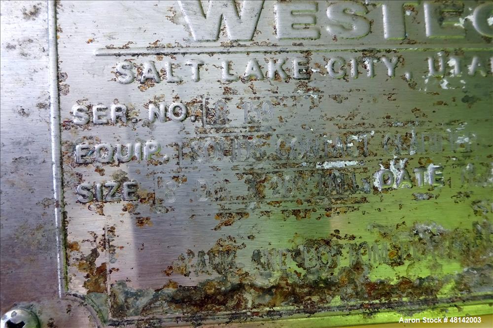 Used Westech Solids Contact Clarifier, Size 8' x 20', Stainless Steel.