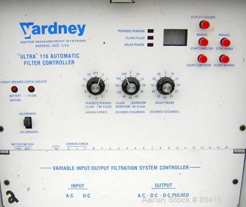 USED: Yardney high rate sand media filter system, model IL4824-3A, carbon steel. (3) 48" diameter x 24" tall epoxy coated carbon steel tanks, rated 80 psi. Approximate 37.80 square foot filter area. ...