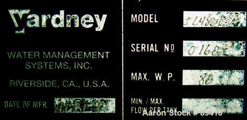 USED: Yardney high rate sand media filter system, model IL4824-3A, carbon steel. (3) 48" diameter x 24" tall epoxy coated carbon steel tanks, rated 80 psi. Approximate 37.80 square foot filter area. ...