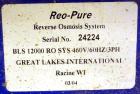 Used Great Lakes International Reo-Pure Reverse Osmosis System
